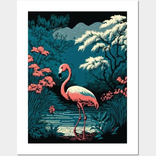 Stunning flamingo in a beautiful lake Posters and Art